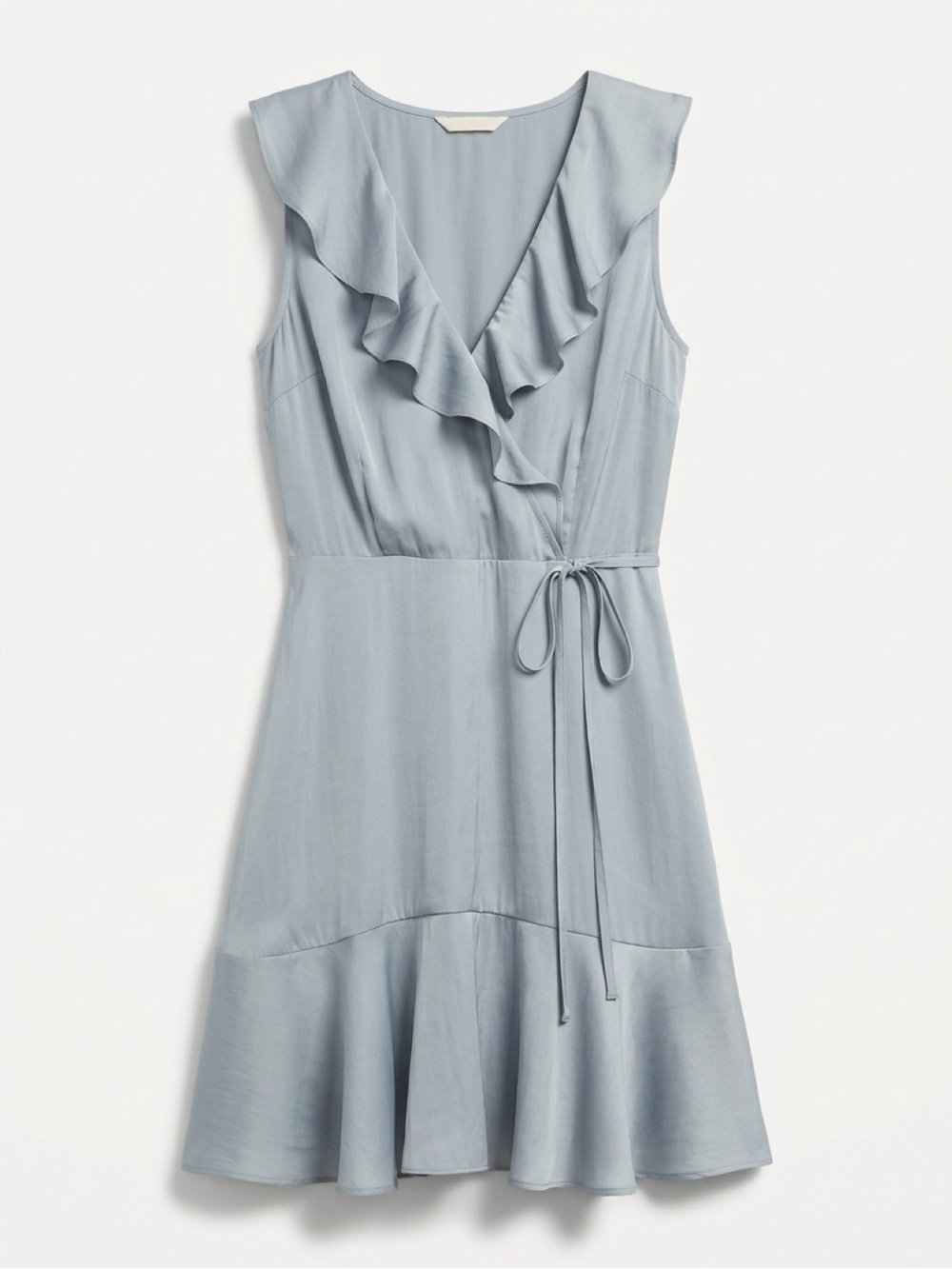 Altar’d State Gray Blue Ruffle Dress Size Medium Faux Tie